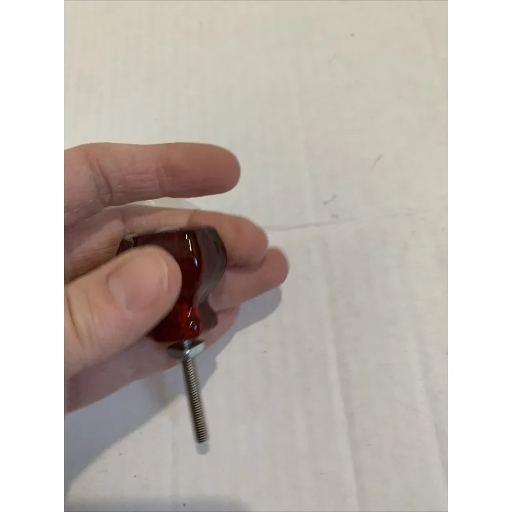 Candy Red Glass Drawer Pulls Cabinet Knobs Vintage Style 1 1/4" SET OF 6 - Picture 5 of 8